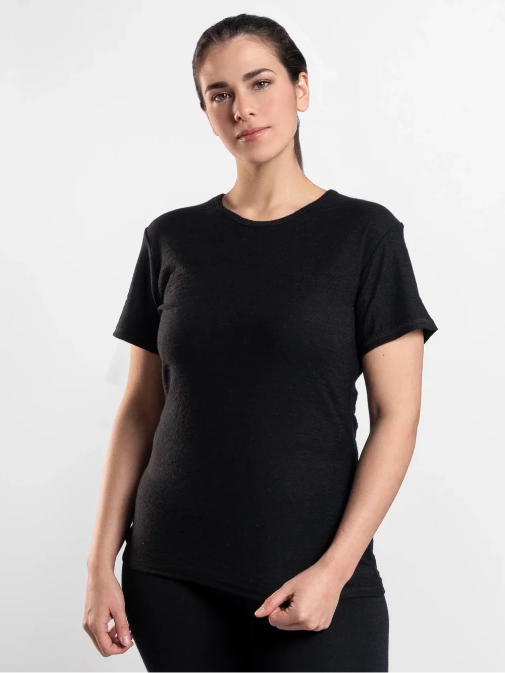 Arms Of Andes Black 100% Royal Alpaca Wool Crewneck Short Sleeve T-Shirt Sz L